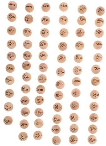 GARIOUANS Lot de 75 Set de Set de Boules de Loto en Bois Naturel, Légères et Portables, Accessoires de Jeu pour Activités de Team-Building en Extérieur
