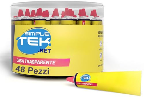 SIMPLETEK - Lager 48 stycken - 25 ml transparent universalklistermärke - flexibel neopren mastik för professionella och gör-det-själv-reparationer