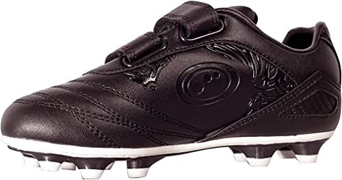 Optimum Razor Football Boots - Flat Moulded Stud Outsole, Easy Fastening Trainers - PU Leather, Flexible & Comfortable Fit Football Boots -(Black/Silver), 6 UK