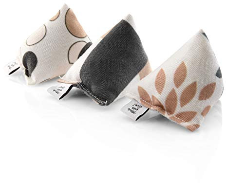 CanadianCat Company | 3er Set Mini Pyramiden Grey-beige | Schmusekissen mit Baldrian für Katzen