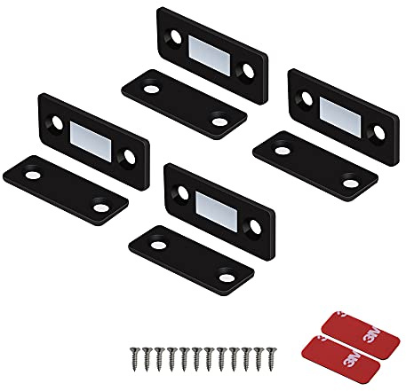 Aimants d'armoire Mousike Loquet de porte magnétique pour fermeture tiroir Fermeture de placard de porte coulissante d'armoires de cuisine (4 Pack, Black)