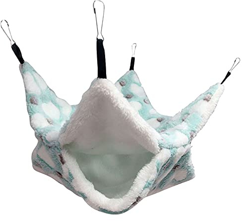Junerain 3-Layer Pet Hammock Small Animals Hammock Bunk Pet Bed Hammock Coral Fleece Small Animal Pet Cage Soft Warm Swing Hanging Rat Bed for Small Animals Ferret Guinea Pig Rat Chinchilla