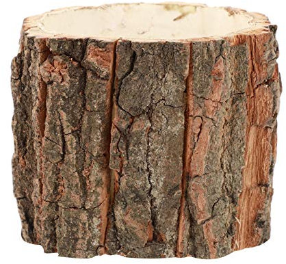 DOITOOL Écorce Boisée Jardinière Succulente Pot de Fleur Plante Rustique Seau Barils en Bois Cactus Conteneur pour La Maison Bureau Jardin Patio Décorations 10X10x10cm