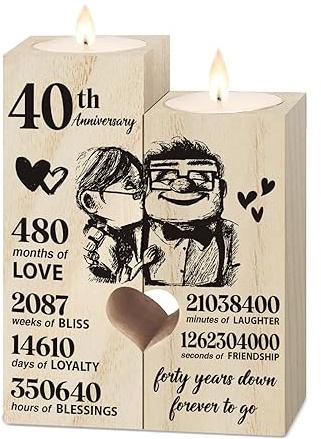 40th Ruby Anniversary Wedding Gifts for Wife, Couples Gift Candlestick, Forty Years Wedding Anniversary Presents for Husband, Parents, Her, Him, Women