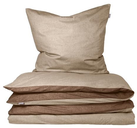Schiesser Bettwäscheset Doubleface | 2-teilig | Zweifarbig | Feinbiber | 100% Baumwolle | Oeko-Tex Zertifiziert | Reißverschluss | 135x200cm + 80x80cm | Sand