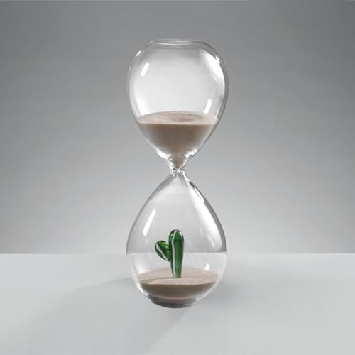 Mascagni CASA Clessidra in Vetro con Cactus Verde 20cm