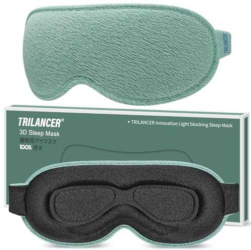 2026 Innovative Sleep Mask for Men and Women, Trilancer 3D 99.99% Light Blocking Design, Comfortable Eye mask, Blackout Blindfold for Sleeping, Nap, Meditation, Travel (Lake Green)