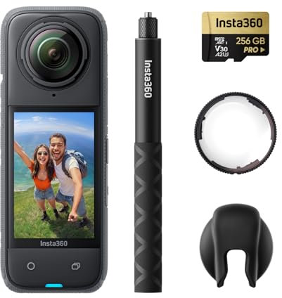 Insta360 X4 Premium Lens Guards Bundle- 8K Waterproof 360 Action Camera, 4K Wide-Angle Video, Invisible Selfie Stick Effect, Removable Lens Guards, 135 Min Battery Life, AI Editing, Stabilization