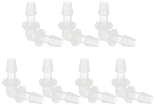 PATIKIL 1/4 Raccord en Plastique coude à 90 degrés, 7 Pack Raccords en L-Barb Connecteur de jonction égal à 2 Voies pour Tuyau d'pour Aquarium Carburant gaz Liquide air