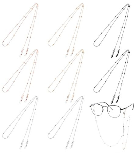 Giantree 8 Pcs Stylish Eyeglasses Chain for Women, Stainless Steel Glasses Chain, Sunglasses Strap Holder Eyewear Chains Reading Lanyard for Women Men