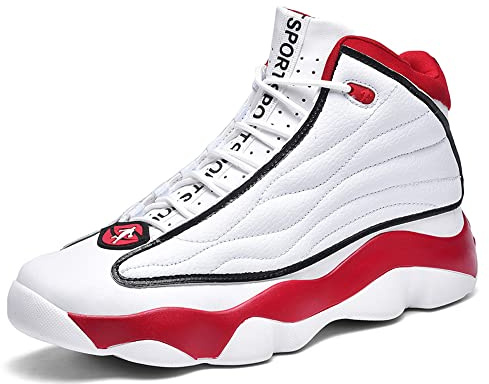 Höga basketskor Herr Dam Andningsbara Snörskor for Löpning, Halkfri Sula, Lättviktig Slitstark SPORTStil(Red,42 EU)