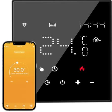 WiFi Smart Thermostat für Wasser Fußbodenheizung & Gasboiler, Programmierbar Raumthermostat Smart Digital Heizungsthermostat Unterstützen Alexa, Google Home Sprachsteuerung + App Fernbedienung