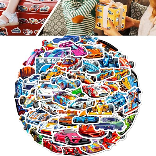50PCS Racing Car Stickers for Kids & Adults, Waterproof Supercar Vinyl Decals, Trendy DIY Stickers Pack for Laptop, Bottles, Skateboards and Party Favors