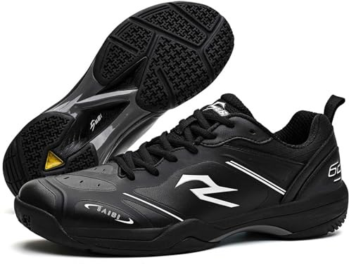 PENXZT Chaussure Badminton Homme Femme Mode Légères Non Slip Intérieur et Extérieur Chaussures de Volleyball Squash,Noir,41 EU