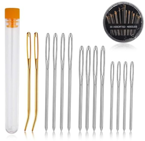 BDEPSTR Agujas de Coser a Mano,11 Piezas Aguja Lanera,Adjunto 30 Agujas Coser a Mano,Aguja de Cosers de Alta Calidad de Regalo,para Tapicería, Tejido, Lana, Costura