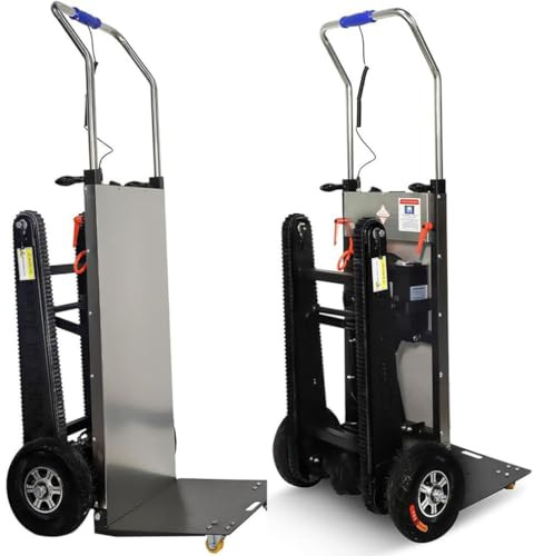 WNRLL Carretilla De Mano EléCtrica,Carretilla para Subir Escaleras con Carga De 400 Kg Que Ahorra Mano De Obra con Mango TelescóPico Motor Sin Escobillas De 1200 W,07