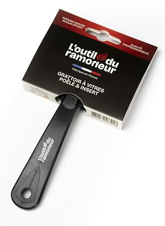 Raschietto per vetro stufa a legna e inserto – pulizia efficace fuliggine e bistro – lama reversibile 8 cm cambiabile – fabbricazione francese – strumento ergonomico con cappuccio – lo strumento del