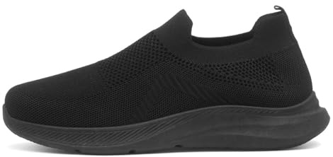 XL Mens Black Knitted Slip On Casual Shoe - Size 10 UK - Black