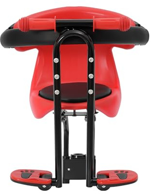 DOPBENT Siège de vélo avant pour VTT, siège de vélo pour enfant avec poignées, repose-pieds et cadre stable, siège avant pour enfants, rouge/noir, compatible avec vélos et vélos électriques