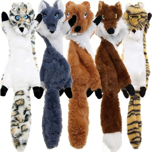 Newthinking No Stuffing Dog Toys, 5 Pack Squeaky Dog Toys Indestructible