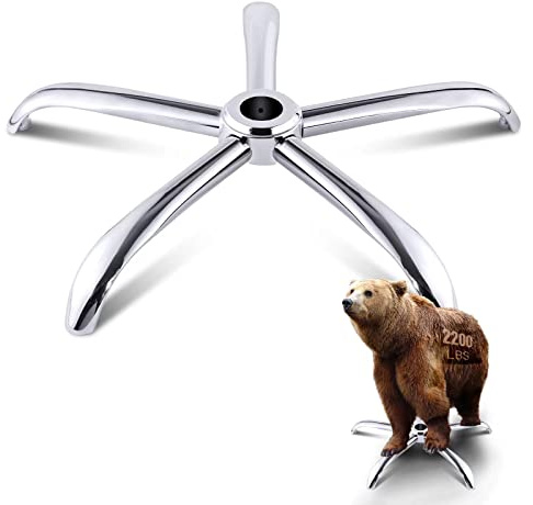 Mastery Mart Bürostuhl-Fußkreuz, Robustes Metallgestell, Unterstützt über 200 kg, Universal für 11 mm x 22 mm Rollen und 50 mm Gasfeder, Silber, 70 cm