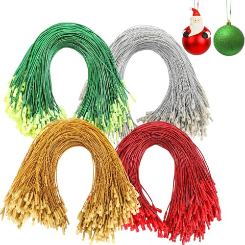 JUNEBRUSHS 600Pcs Christmas Ornament Hangers String, Ornament Hangers with Snap Ornament String for Christmas Tree Holiday Party Hanging Decorations Ropes Easy and Fast Locking