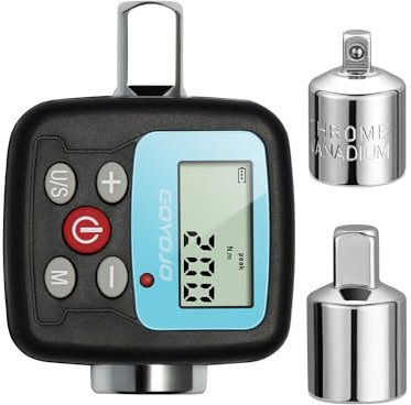 GOYOJO Digital Torque Wrench Set with 1/2 1/4 3/8 Adapters High Accuracy 4 Torque Units Backlit Display 2 Modes Perfect for Automotive Bike Bicycle Motorcycle DIY & Home Repairs (200N.m)