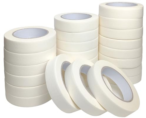 Lazybug studio Masking Tape 1 inch Wide, 24 Pack White Masking Tape, 1 inch x 55 Yards x 24 Rolls, 1320 Yards in Total