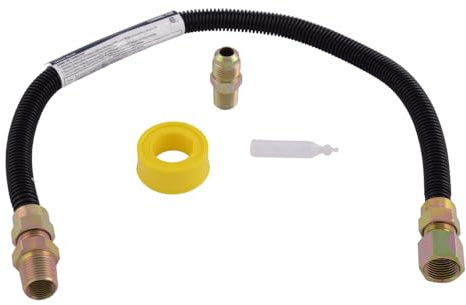 Eastman 24 Inch x 1/2 Inch OD Gas Log Installation Kit with 3/8 Inch x 1/2 Inch MIP Fitting Ends for Natural Gas and Liquid Propane, Black, 20BE52515024K