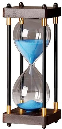 Clessidra Grande 60 Minuti in Legno - Decorazione in Vetro Arcobaleno per Casa, Scrivania, Ufficio, Nozze (Blu)