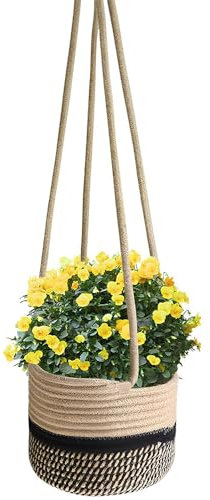 CaiYuanGJ Panier de Jardinière Suspendu, Panier Jardinière Suspendue, Pot de Fleurs à Suspendre en Corde de Jute, Pot de Fleurs Tissé Intérieur Extérieur,pour Plantes et Pots de Fleur, Balcon
