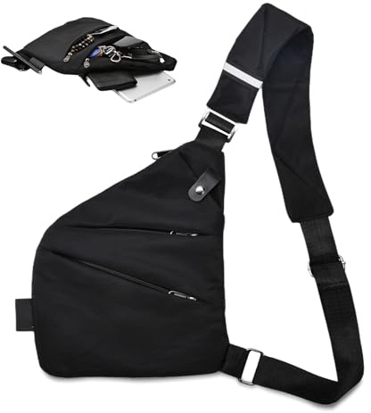 YAOZUP Bandolera, Cruzada al Hombro, Bolsa de viaje antirrobo, Bolsa de hombro antirrobo, Bolsa de pecho multibolsillos para hombres y mujeres, Bolsa antirrobo para Senderismo Jogging Ciclismo