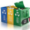 PTMS® Sac tri selectif avec Un Couvercle - Poubelle tri selectif 3 bac pour Le Verre, Le Papier et Le Plastique - Déchets et Recyclage Poubelle tri des déchets - Poubelle Cuisine Facile à Vider