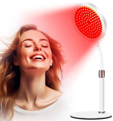 Red Light Lamp with Base, 660nm&850nm Infrared Light Lamps, 3-in-1 Chip Design & Adjustable Gooseneck & 10/30/45mins Timer, 100LEDs Red Lights Lamp for Home Use