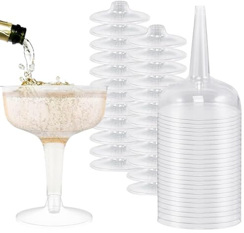 YZDZSW Plastic Toasting Glasses, 25 PCS Disposable Clear Plastic Champagne Flutes for Wedding Party Cocktail Mimosa Cups