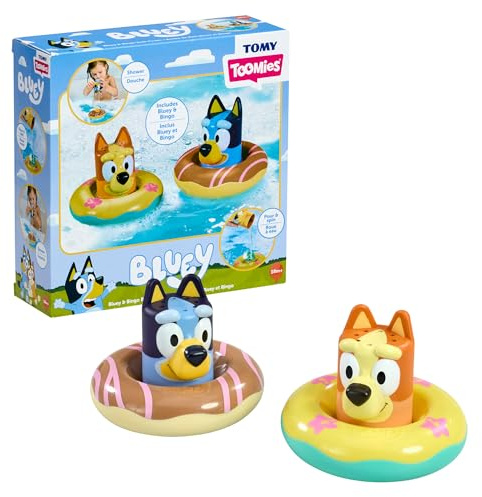 Tomy Toomies - Giocattolo da Bagno Bluey e Bingo in Boa Set di 2 | Boe Con Ruote ad Acqua | Giocattoli Con Licenza Ufficiale | Per Bambini da 18 Mesi