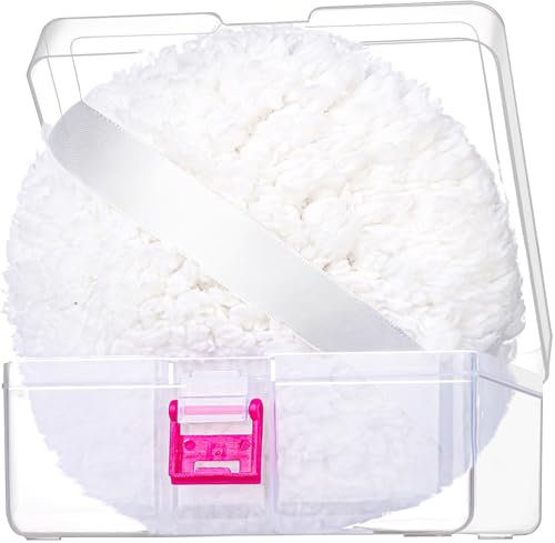 Gootaimi Puff de polvo corporal de 6 pulgadas, para polvo corporal, soplo de polvo corporal y contenedor, esponjoso, suave y grande para polvo corporal, color blanco