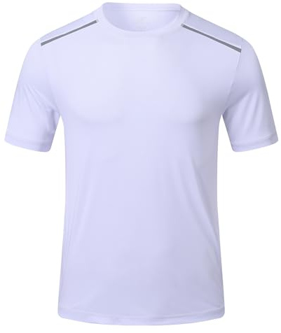 Huayuzh UV Shirt Men's Rash Guard T-Shirt Swimming Shirt UPF 50+ Quick Drying Lightweight Breathable Surfing Hiking Top, 10-White, XL