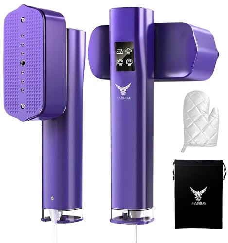 AAMSRAK Travel Steamer for Clothes, Dual Voltage 110-240V, Clothes Steamer, 20s Fast Heat-Up 1200W Handheld Garment Steamer, Portable Steamer Clothing, Mini Travel Iron, Travel & Home (Purple)