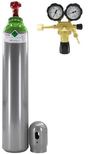 Bouteille de gaz de protection 8 l - Mix argon (82 %) + kit CO2 avec réducteur de pression argon pour soudage MIG/MAG 200 bar Bestschweissen.de