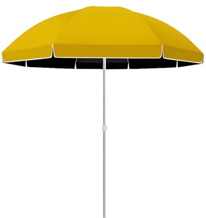 Ombrellone da Tavolo da Esterno da 8,5 Piedi, ombrellone da Mercato Boho con 4 regolazioni di Altezza, Resistente ai Raggi UV e Impermeabile per Patio, Giardino, Spiaggia, Ponte (Giallo)