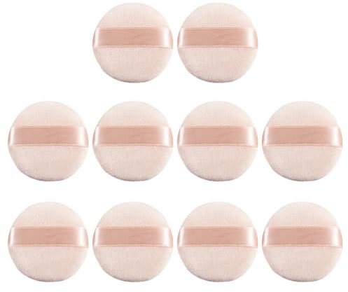 LOLIPPYY Houppettes à Poudre Sèche 10 Pièces Coussin Cosmétique Doux pour Maquillage Femme Outil D’Application Poudre pour Visage Accessoire Maquillage Pratique et Polyvalent