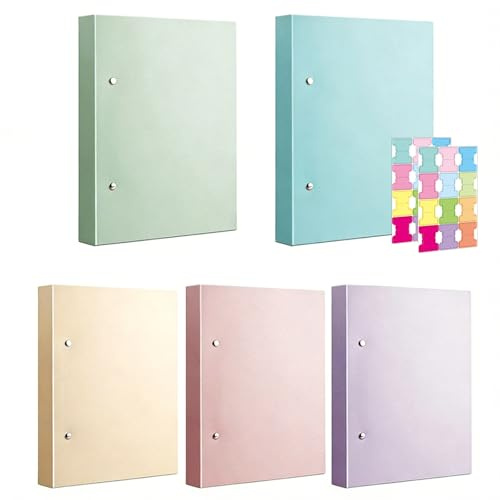 5 Packs Display Folders, Telescoping 2-Ring Binder Folders, Portfolio Presentation Folders, Flexible Binder Organizer for Artwork, Drawing, Report Suitable for Meeting, Home, Office, School, 5 Colors