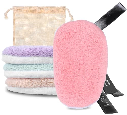 DOPENSPI 4 almohadillas desmaquillantes lavables, reutilizables, suaves, de microfibra, limpieza profunda de poros, toallitas para todo tipo de piel