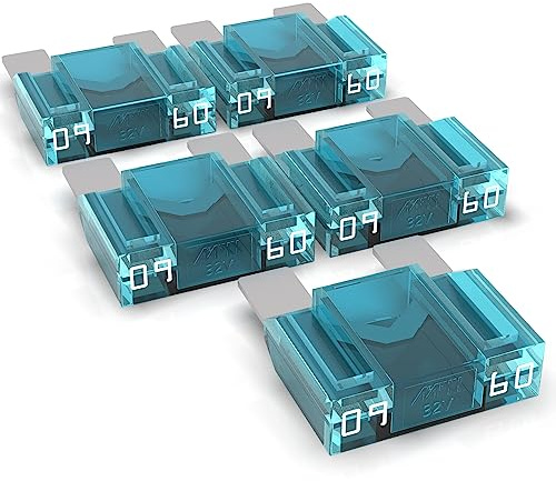AUPROTEC Fusible à lame Maxi 20-80A, fusible enfichable d'automobile, choix : 60A ampères, bleu, 5 pièces