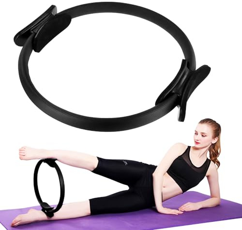 HINATAA Anillo de Resistencia,Pilates Circle con Mango Doble,Diámetro 39CM para Ejercicios de Pilates, Yoga, Gimnasia, Fitness