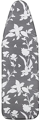 LEEWEITAS Ironing Board Covers 148x55cm, Extra Large Ironing Board Cover with 100% Cotton Top and Thick Padding, Easy Fit and Scorch Resistant (Grey Floral, XX-Large)