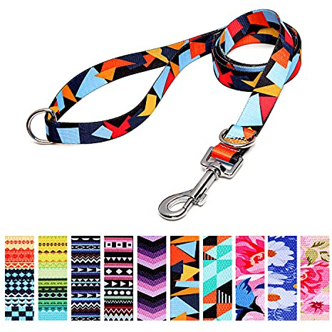 Suredoo Guinzaglio per Cani, Nylon Resistente e Leggero con Motivi alla Moda, Regolabile Guinzaglio Addestramento per Cani di Taglia Piccola Media e Grande, 120x2cm (Blocco Colore)