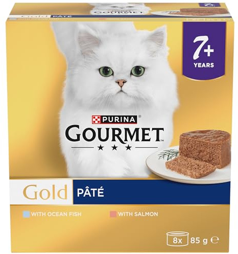 GOURMET Gold Senior 7+ Pate Fish Wet Cat Food 8x85g (Pack of 6)