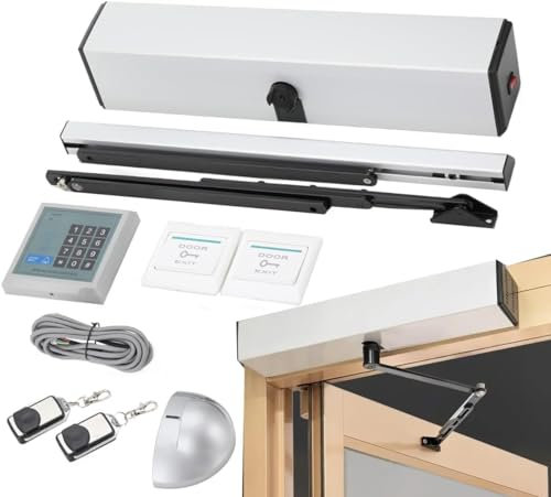 CDZHLTG Automatic Door Opener and Closer 50W Heavy Duty Electric Handicap Swing Door Operator with 2PCS Remote Controls, 2PCS Push Button, 2PCS Pull Arm/Push Arm